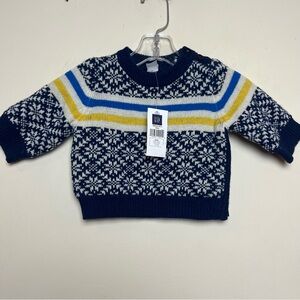 VINTAGE NWT ‘04 Baby Gap 3 months Lined Lambs wool sweater blue fair isle